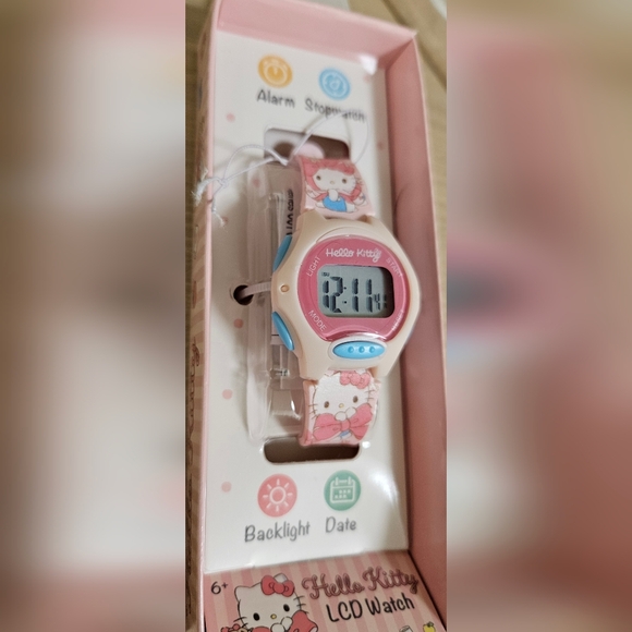 SANRIO HELLO KITTY LCD WATCH ALARM STOPWATCH W/ BACKLIGHT DATE GIRLS - Picture 3 of 5